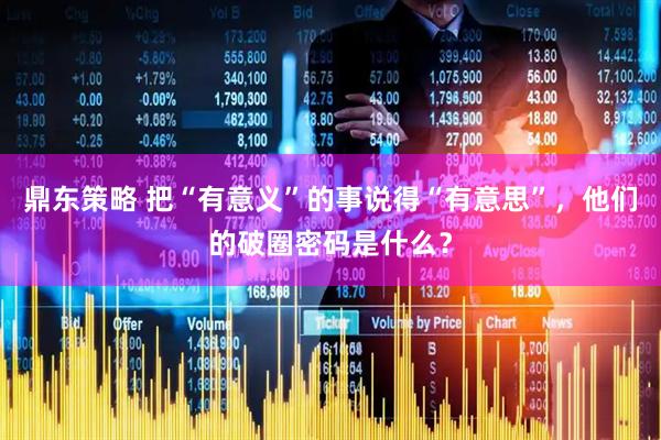 鼎东策略 把“有意义”的事说得“有意思”，他们的破圈密码是什么？