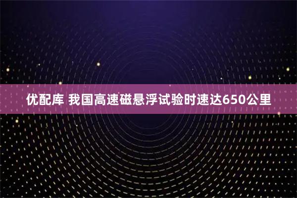 优配库 我国高速磁悬浮试验时速达650公里